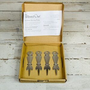 Pampered Chef #2905 Stainless Steel Serving Picks Set of 4 NIB NEW Retired